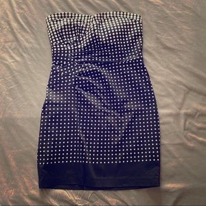 Polka dot strapless mini
